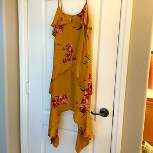 Free Press Ruffled Floral Asymmetrical Sun Dress